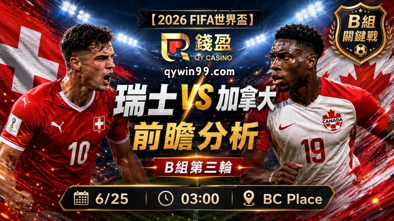 【2026FIFA世界盃】6/25瑞士(主) vs 加拿大前瞻分析｜B組龍頭決戰，加拿大能否守住小組第一？