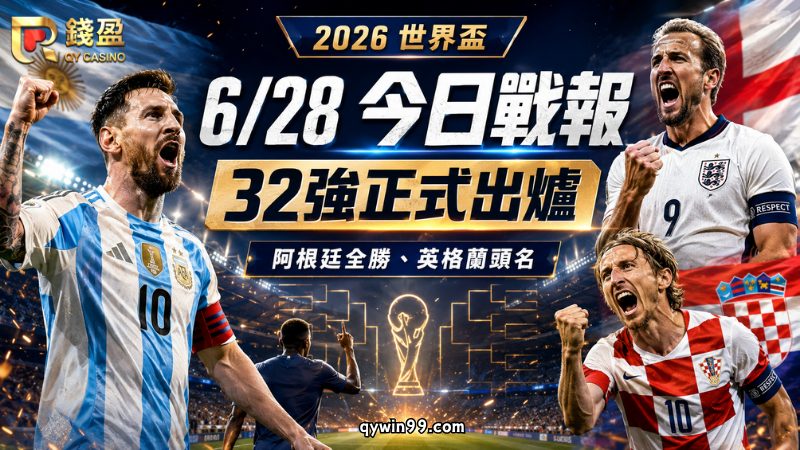 【2026FIFA世界盃】6/28戰報：32強正式出爐！阿根廷全勝晉級、英格蘭找回氣勢