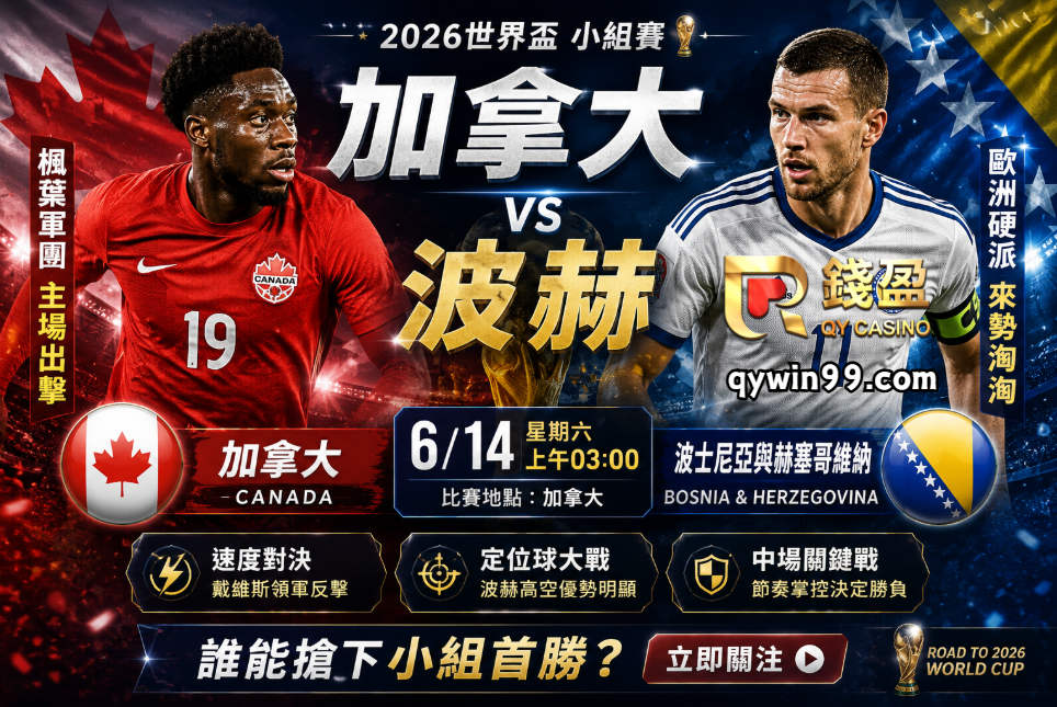【2026世界盃】加拿大vs波赫預測分析與推薦