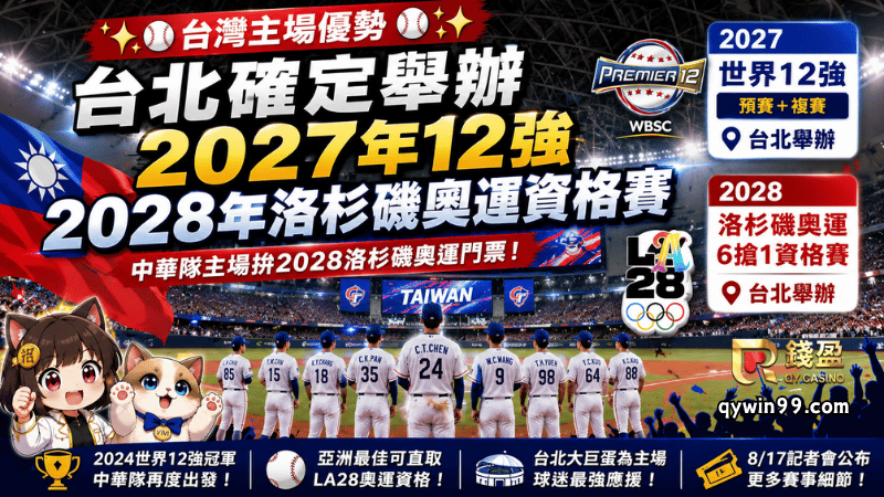 【台灣主場搶奧運門票】2027世界12強、LA28資格賽都在台北！中華隊拚奧運