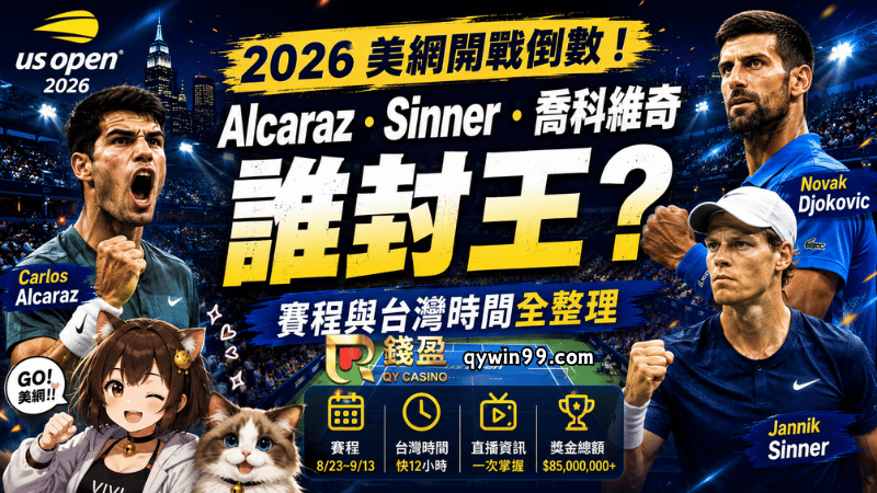 2026美網開戰倒數！Alcaraz、Sinner、喬科維奇誰封王？賽程與台灣時間全整理