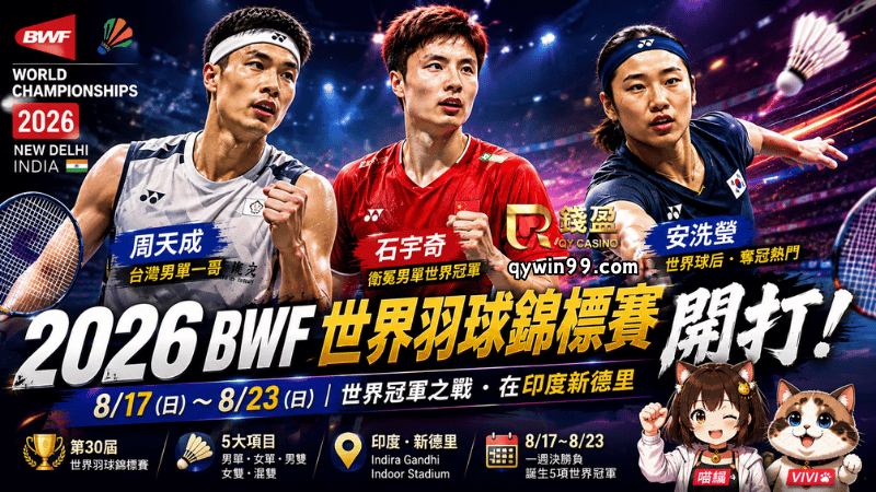 2026 BWF世錦賽今天開打！完整賽程、台灣時間、參賽球星與奪冠熱門一次看