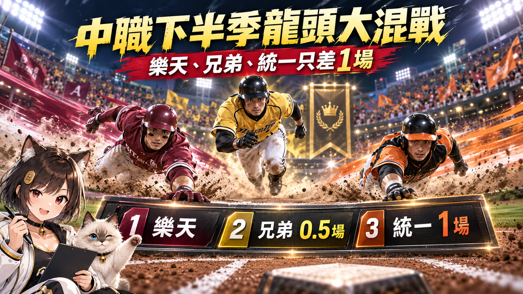中職下半季3隊擠成一團！樂天登頂　兄弟、統一勝差只剩1場