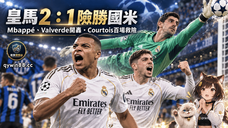 皇馬2：1險勝國米！Mbappé、Valverde開轟　Courtois百場神救援