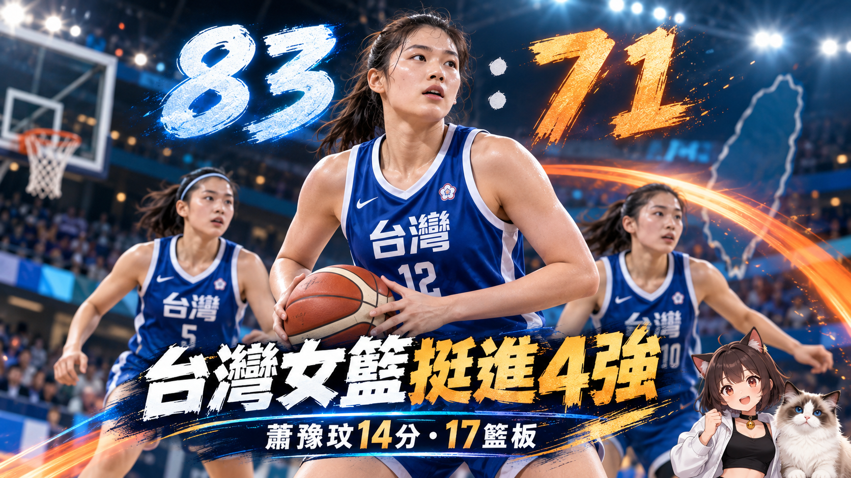 台灣女籃83：71擊退菲律賓！蕭豫玟14分17籃板　守住亞運4強門票