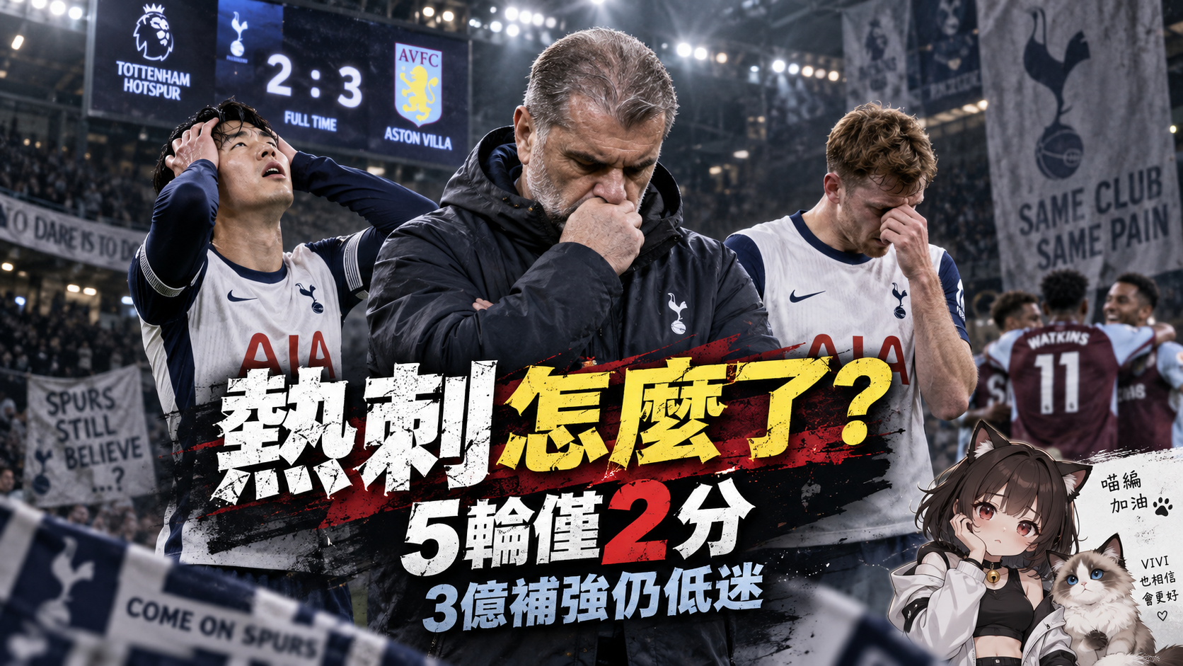 熱刺到底怎麼了？2：3不敵維拉5輪僅2分　3億英鎊補強仍陷進球、傷兵難題