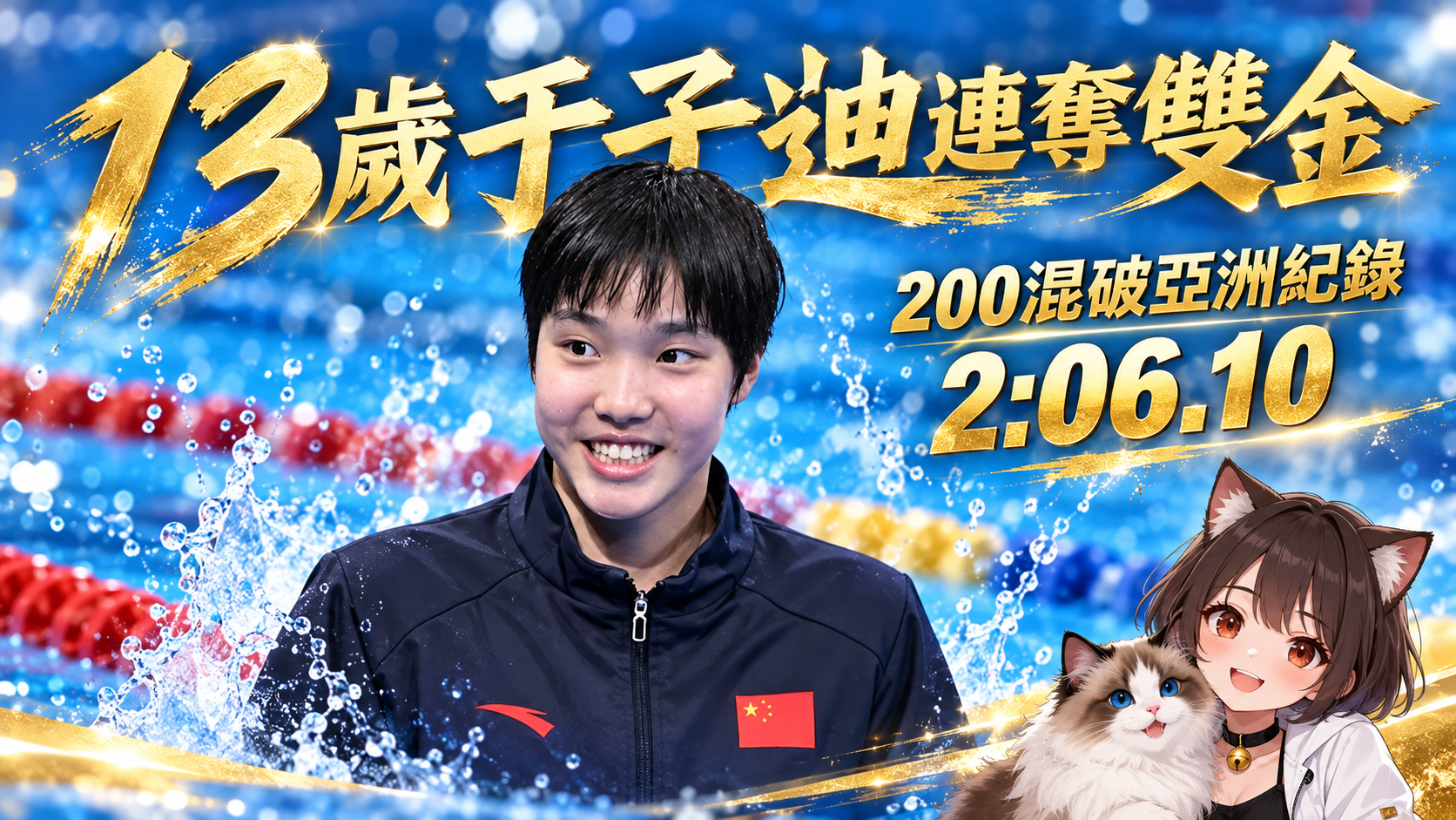 13歲于子迪亞運連奪雙金！200混合式破亞洲紀錄　兩天刷新兩項紀錄