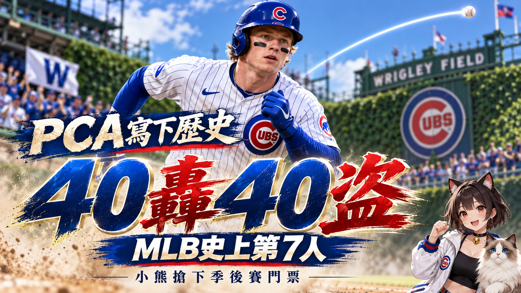 PCA達成40轟40盜！成MLB史上第7人　小熊同步鎖定季後賽