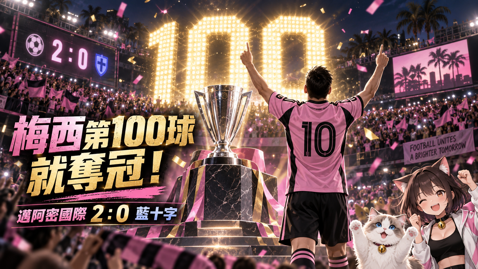 梅西第100球就拿冠軍！邁阿密國際2：0藍十字　115場達成里程碑