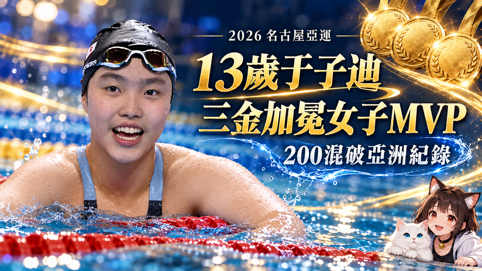 13歲于子迪亞運三金加冕女子MVP！200混破亞洲紀錄