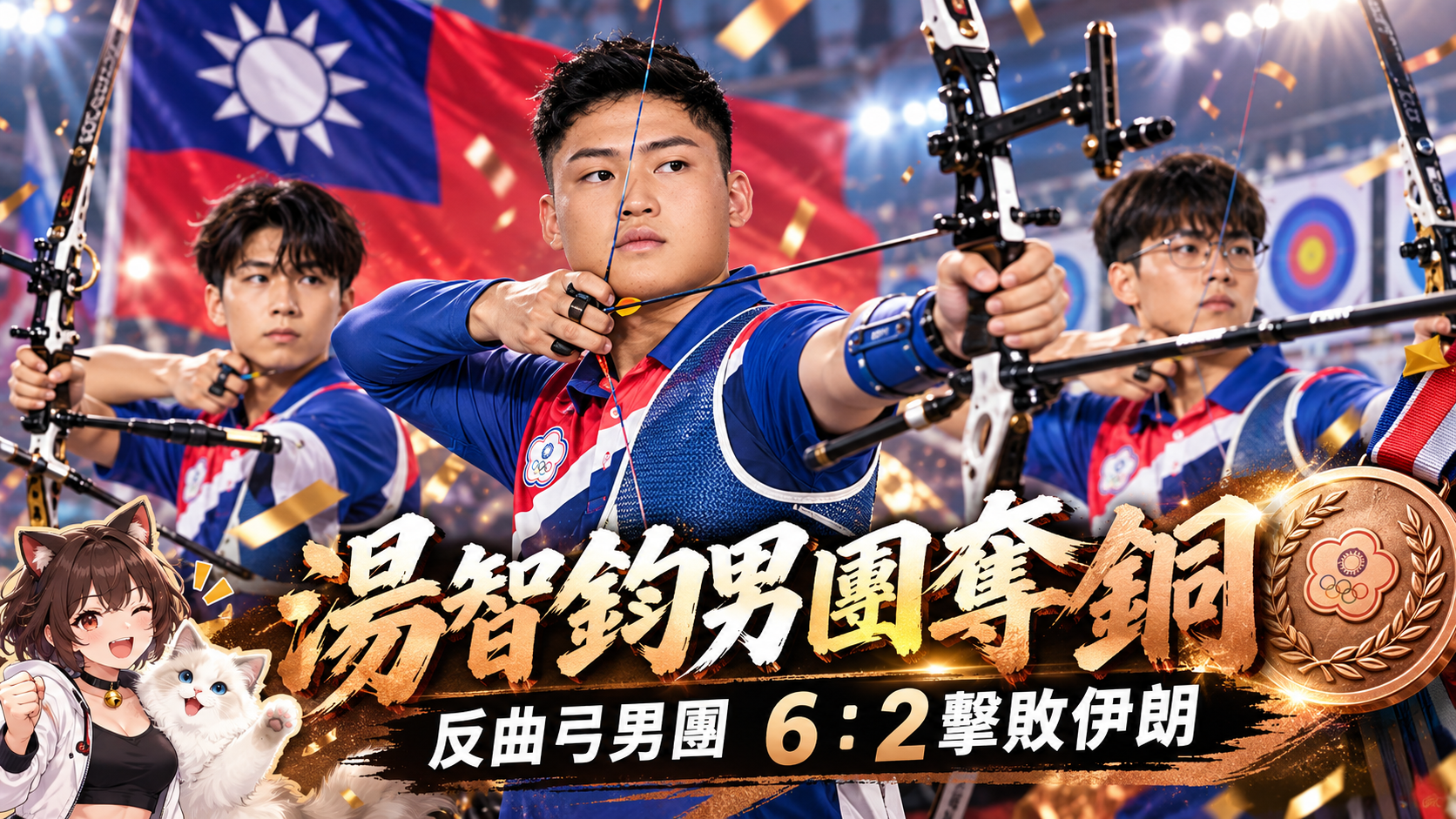 湯智鈞領軍反曲弓男團奪銅！6：2擊敗伊朗　台灣重返亞運頒獎台