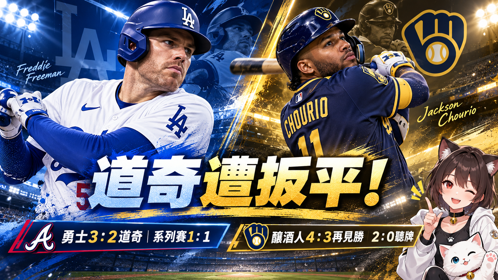道奇聽牌夢碎！勇士3：2扳平戰局　釀酒人再見安逼教士背水一戰