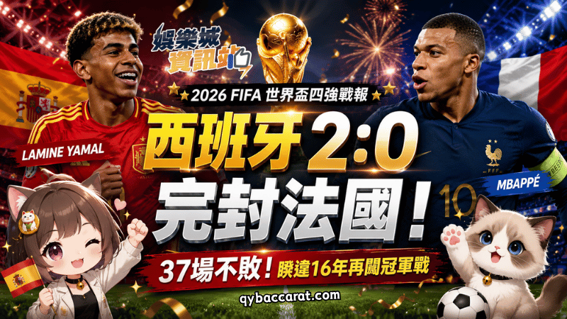 【2026FIFA世界盃4強】7/15西班牙豪取37場不敗，睽違16年再闖世界盃冠軍戰