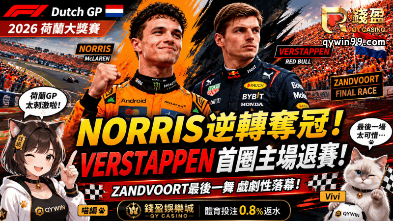 【F1荷蘭站】Norris逆轉奪冠、Verstappen首圈主場退賽！Zandvoort最後一舞戲劇性落幕