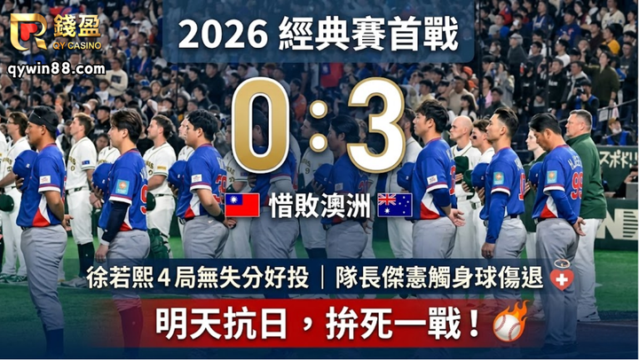 2026中華隊吞首敗！徐若熙好投無用，隊長傷退明拚抗日！